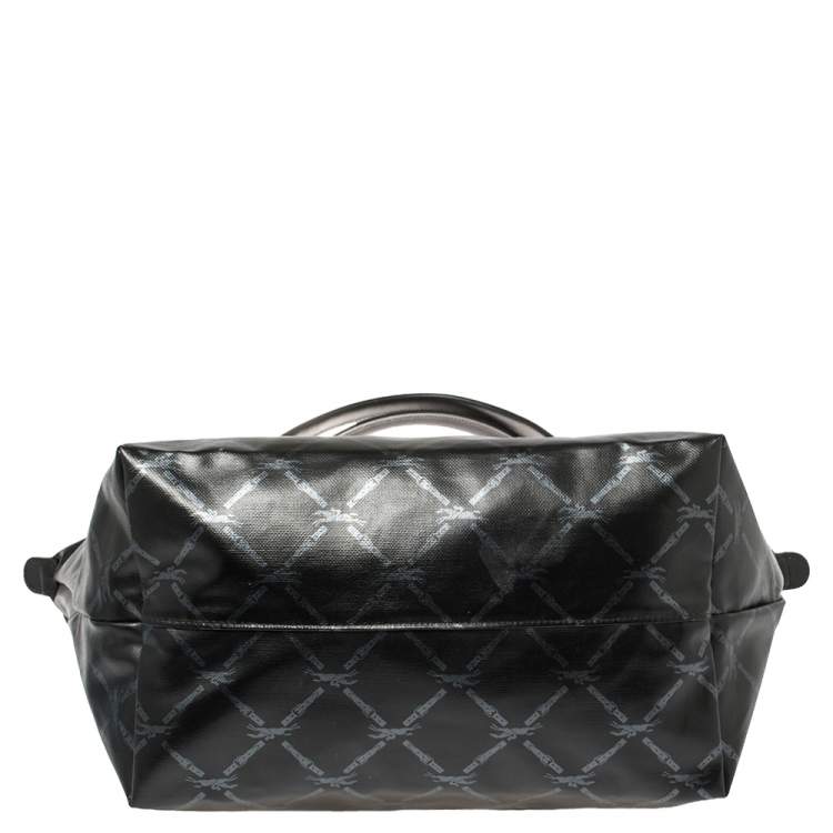 Pre Owned Longchamp Black Coated Canvas and Leather Le Pliage Tote
