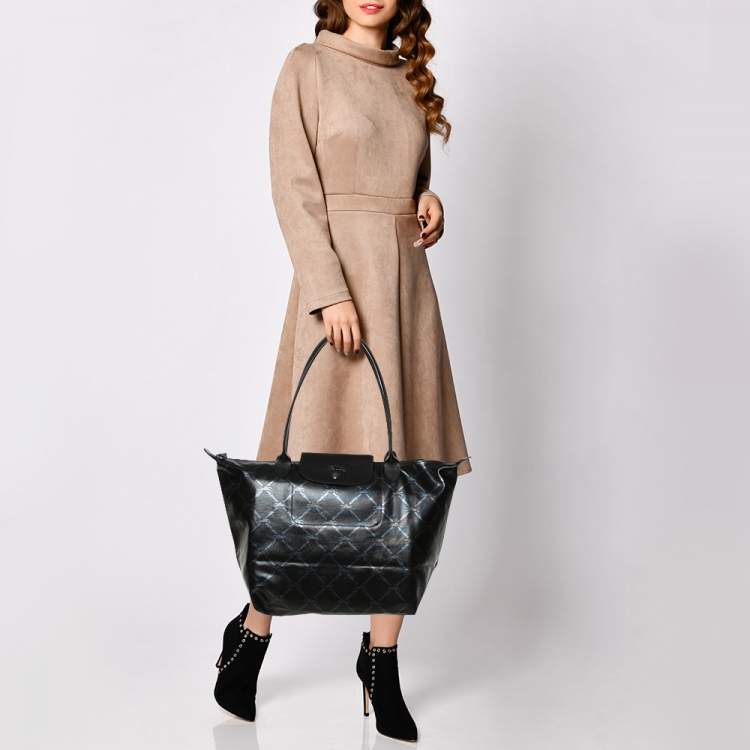 Shopkeeper Abbreviation Release Longchamp Black Coated Canvas and Leather Le Pliage Tote Longchamp | TLC