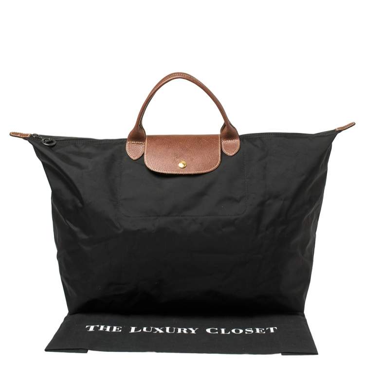 Pre Owned Longchamp Black Nylon Le Pliage Travel Tote