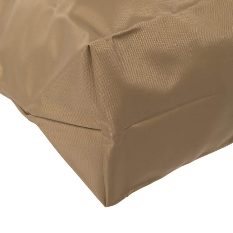 Pre Owned Longchamp Beige/Brown Nylon Mini Le Pliage Tote