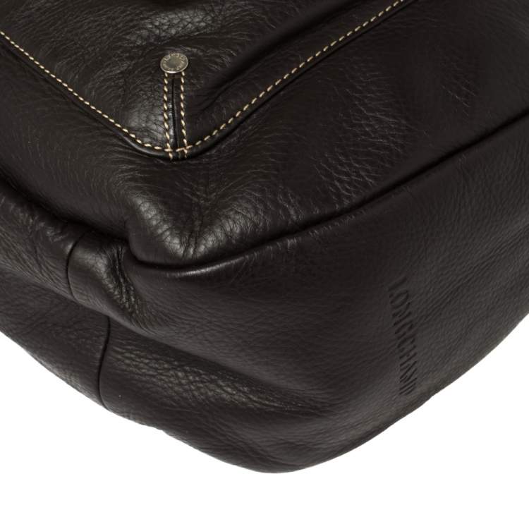 Pre Owned Longchamp Mocha Leather Buckle Pocket Hobo