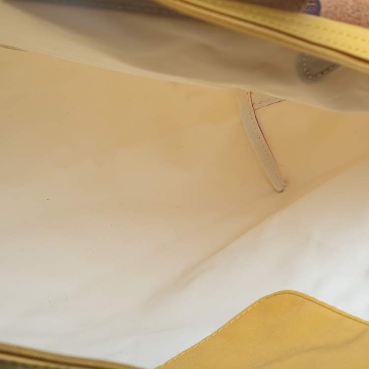 Pre Owned Longchamp Yellow Nylon and Leather Small Le Pliage Tote