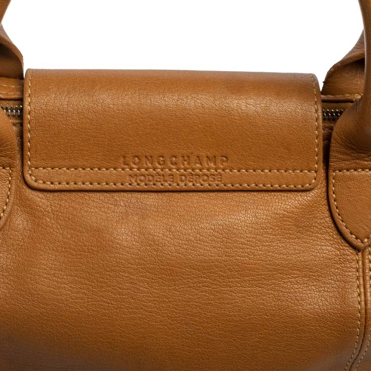 Pre Owned Longchamp Brown Leather Le Pliage Cuir Tote