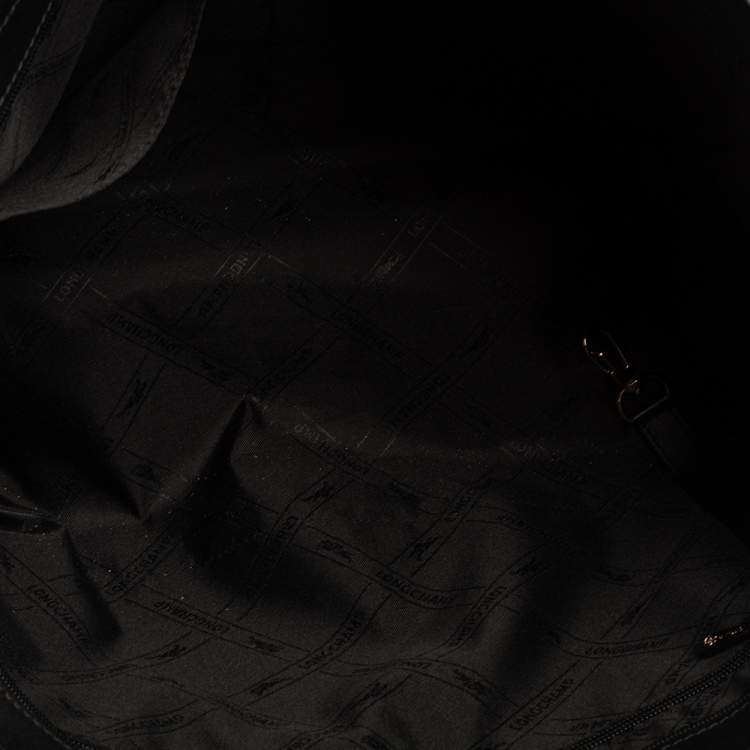 Pre Owned Longchamp Black/Multicolor Leather and Suede Medium Penelope Arty Tote