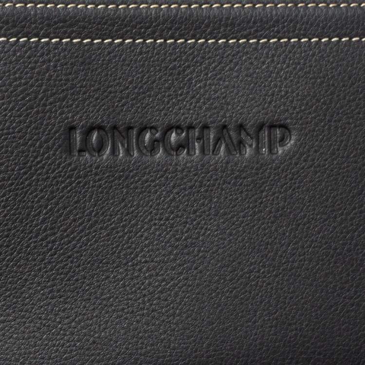 Pre Owned Longchamp Grey Leather Zip Around Wallet