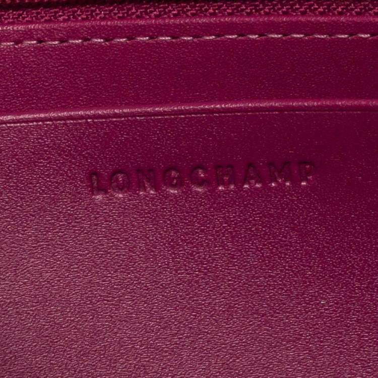 Pre Owned Longchamp Grey Leather Zip Around Wallet