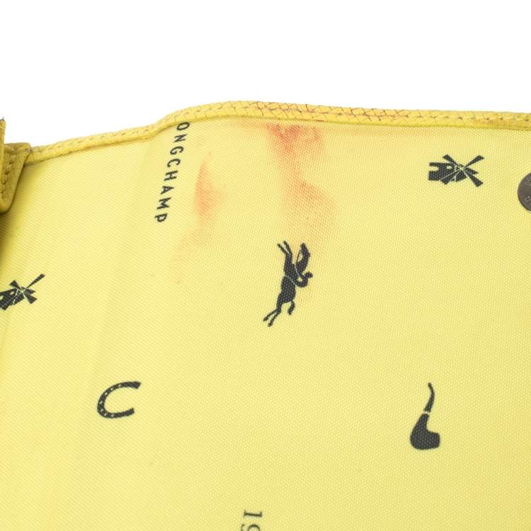 Pre Owned Longchamp Yellow Leather Flap Crossbody Bag