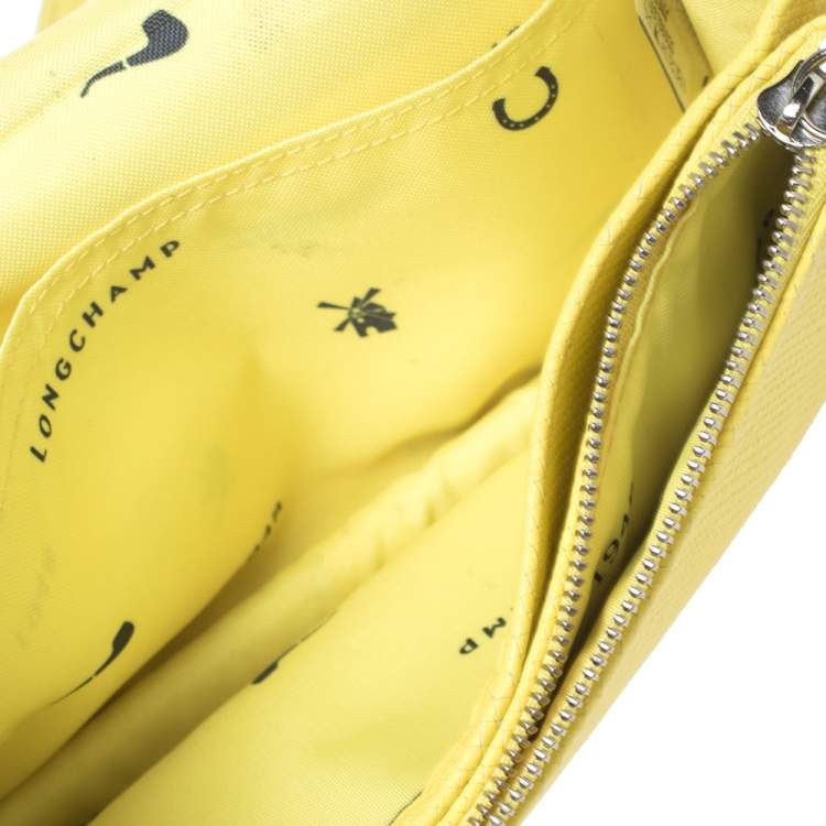 Pre Owned Longchamp Yellow Leather Flap Crossbody Bag