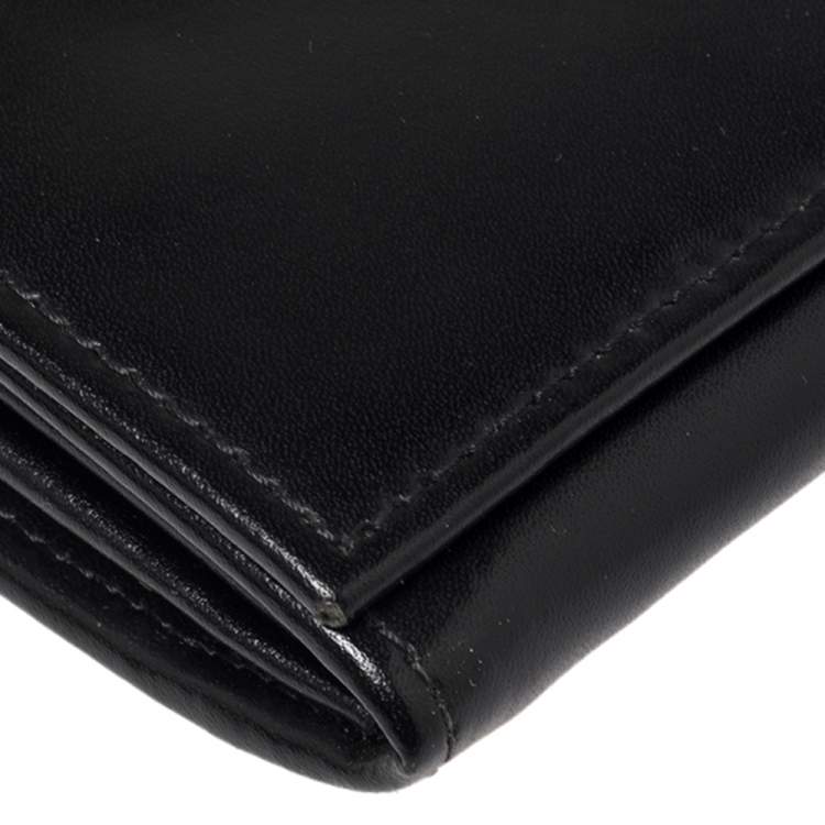 Pre Owned Longchamp Black Glossy Leather Roseau Continental Wallet