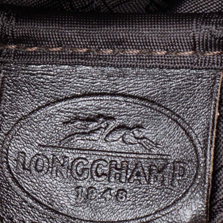 Pre Owned Longchamp Dark Brown Croc Embossed Leather Roseau Tote