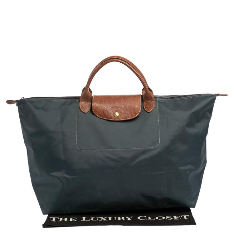 Pre Owned Longchamp Blue Nylon Large Le Pliage Travel Bag