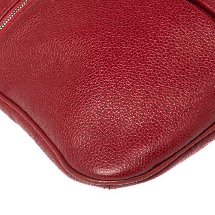Pre Owned Longchamp Red Leather Messenger Bag