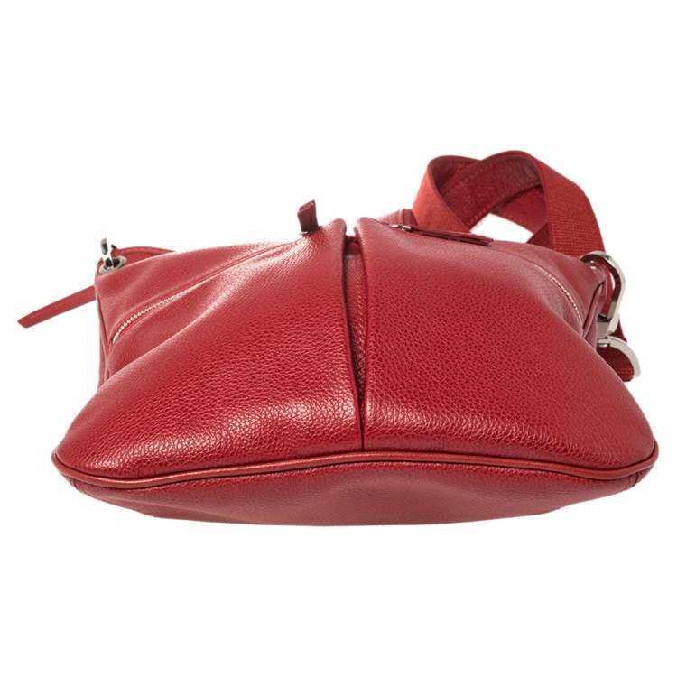 Pre Owned Longchamp Red Leather Messenger Bag