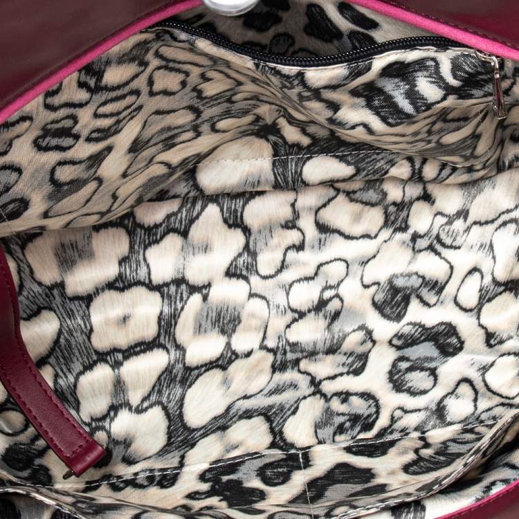 Pre Owned Longchamp Burgundy Python Embossed Leather Gatsby Tote