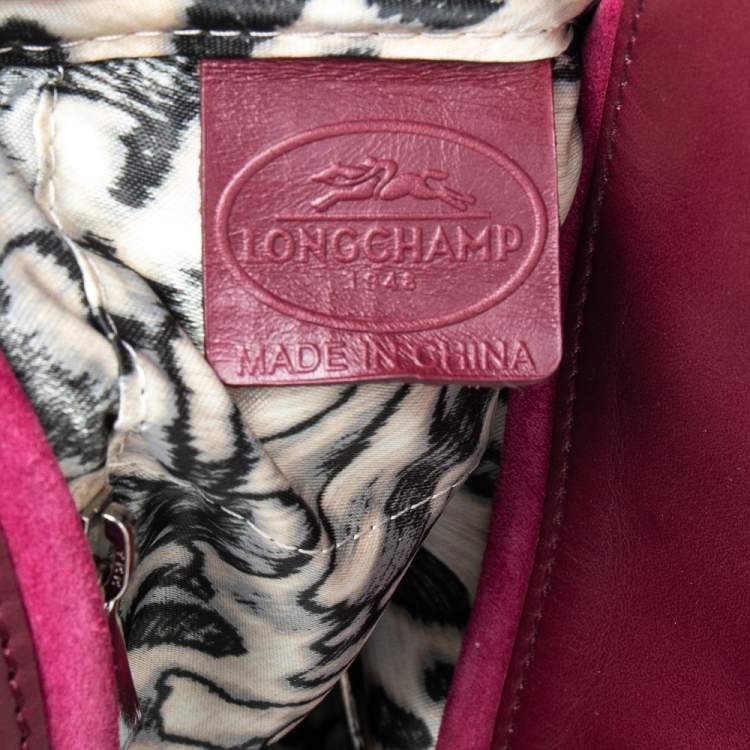 Pre Owned Longchamp Burgundy Python Embossed Leather Gatsby Tote