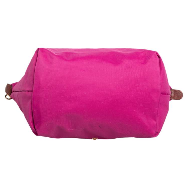 Pre Owned Longchamp Pink Nylon and Leather Le Pliage Tote