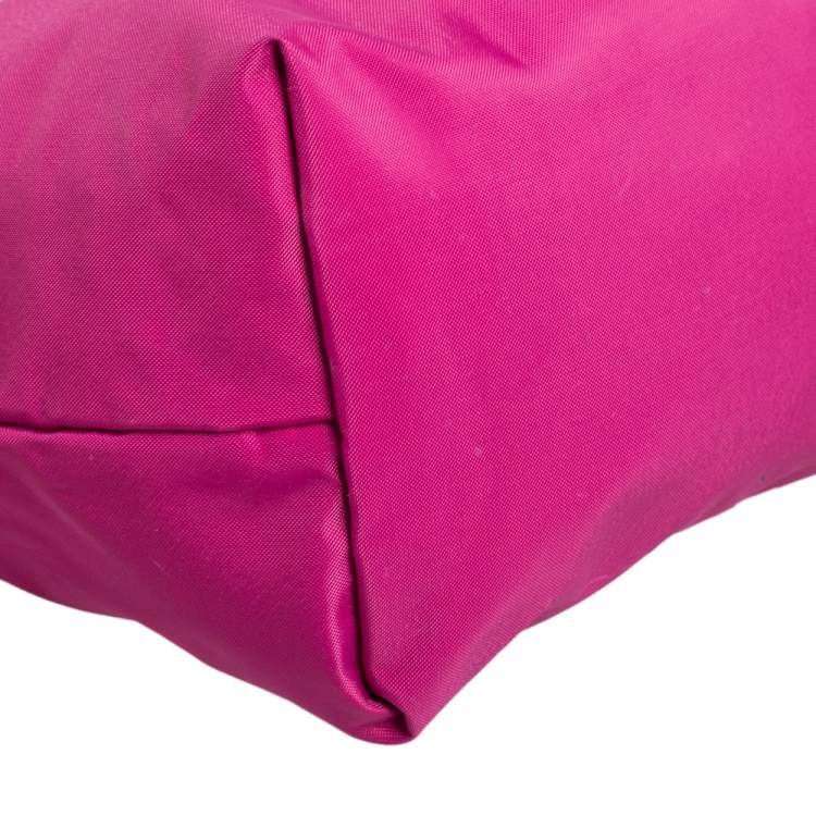Pre Owned Longchamp Pink Nylon and Leather Le Pliage Tote