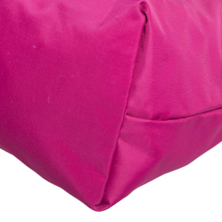 Pre Owned Longchamp Pink Nylon and Leather Le Pliage Tote