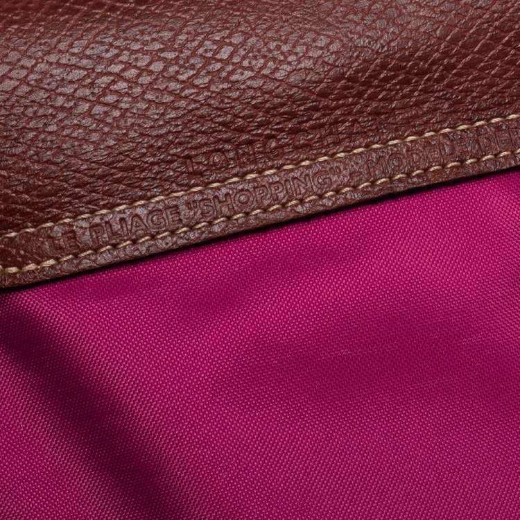 Pre Owned Longchamp Pink Nylon and Leather Le Pliage Tote