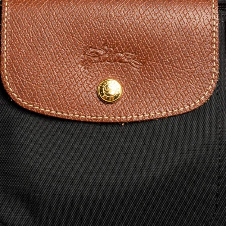 Pre Owned Longchamp Black Nylon and Leather Le Pliage Tote