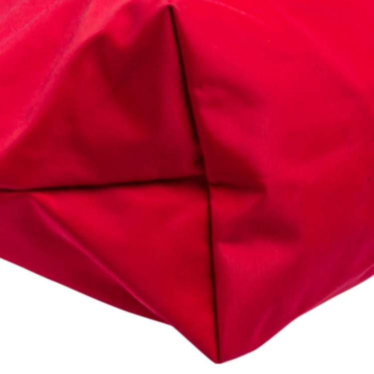 Pre Owned Longchamp Red Nylon and Leather Le Pliage Tote