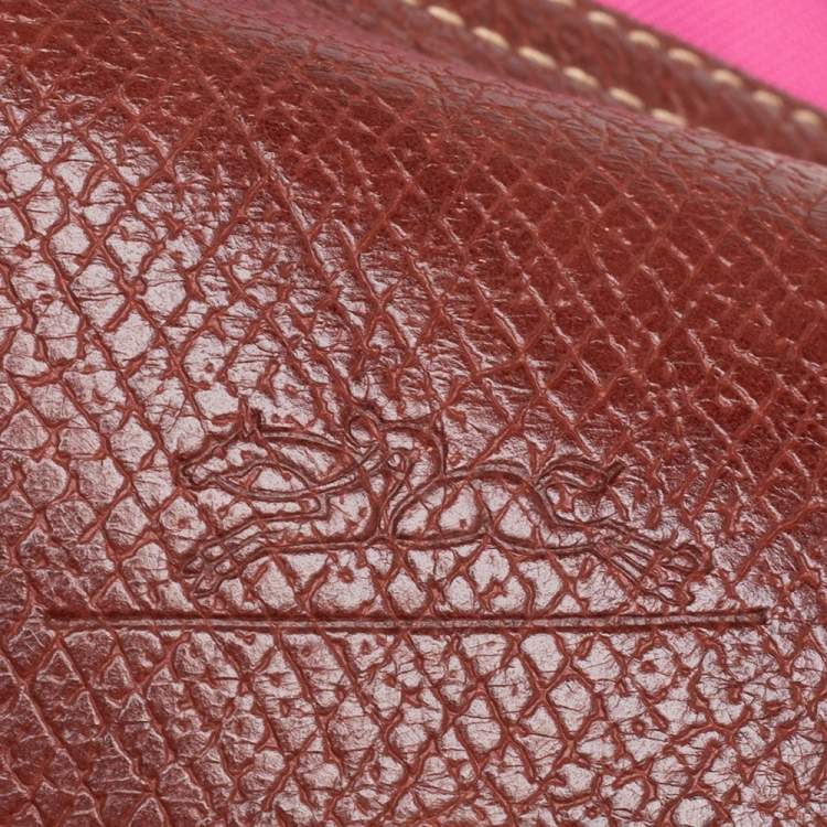 مملوكة مسبقًا Longchamp Pink/Brown Nylon and Leather Le Pliage Tote