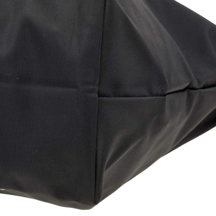 مملوكة مسبقًا Longchamp Black/Brown Nylon And Leather Small Short Le Pliage Tote