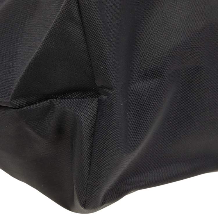 مملوكة مسبقًا Longchamp Black/Brown Nylon And Leather Small Short Le Pliage Tote