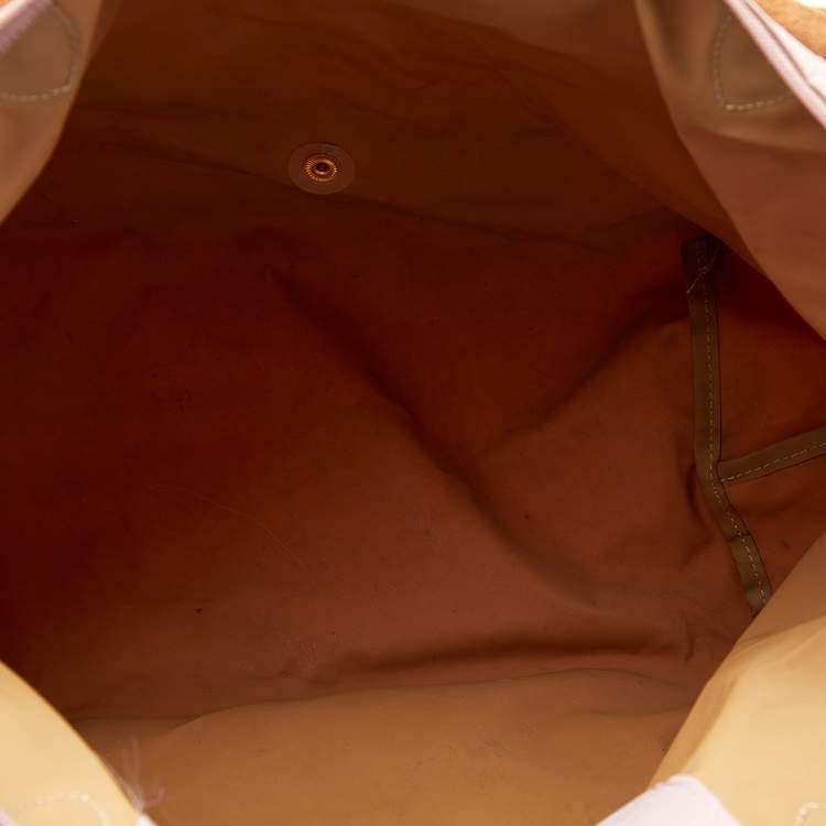 Pre Owned Longchamp Pink/Brown Nylon And Leather Le Pilage Tote
