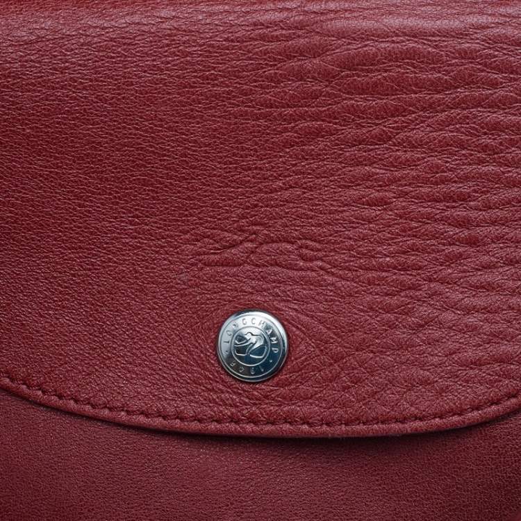 Pre Owned Longchamp Red Leather Le Pliage Tote