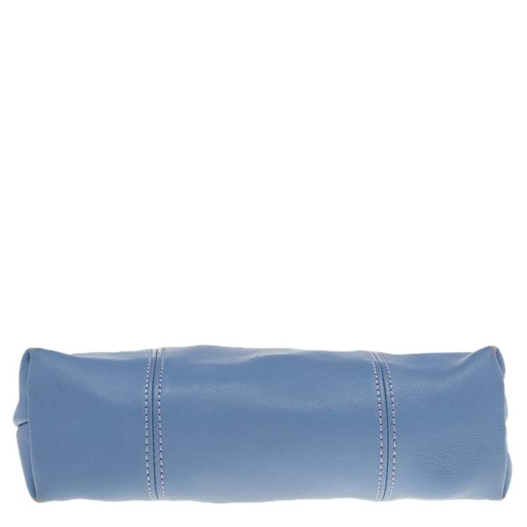 Pre Owned Longchamp Blue Leather Le Pliage Cuir Crossbody Bag