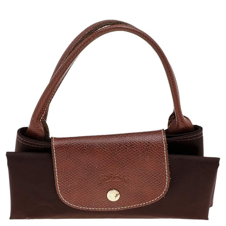 مملوكة مسبقًا Longchamp Brown Nylon And Leather Medium Le Pliage Tote