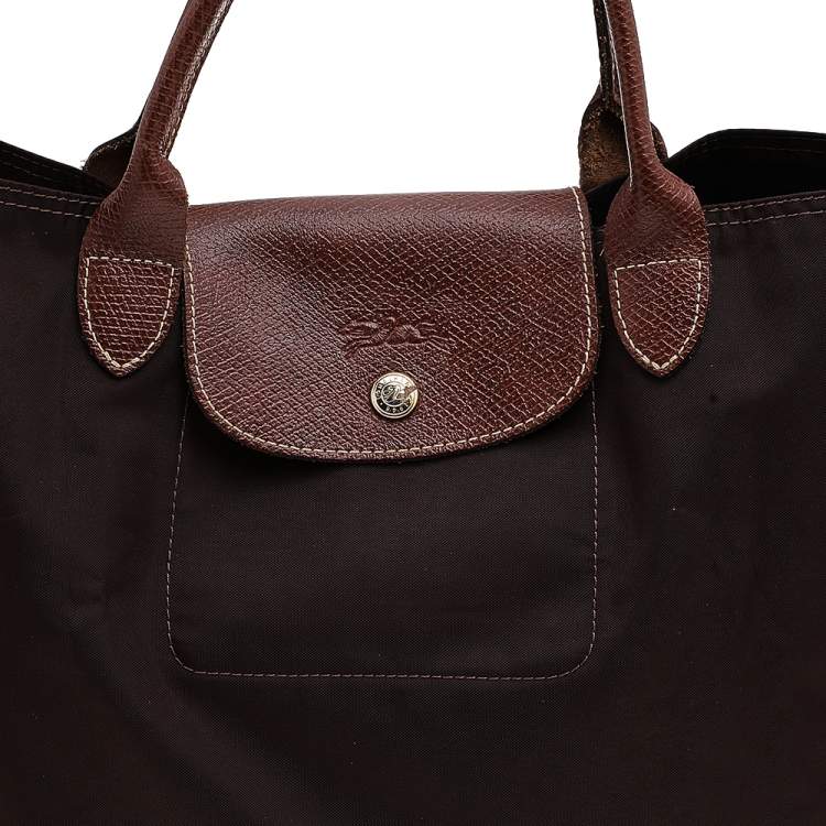 مملوكة مسبقًا Longchamp Brown Nylon And Leather Medium Le Pliage Tote