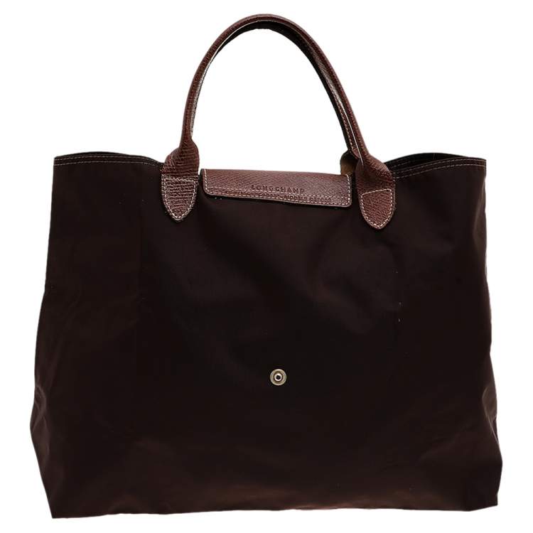 مملوكة مسبقًا Longchamp Brown Nylon And Leather Medium Le Pliage Tote