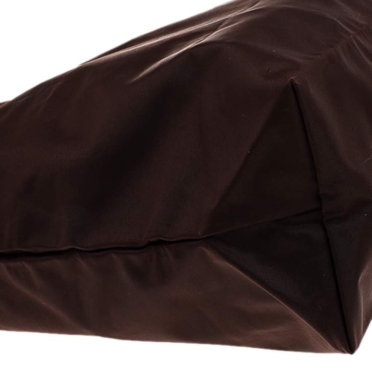 مملوكة مسبقًا Longchamp Brown Nylon And Leather Medium Le Pliage Tote