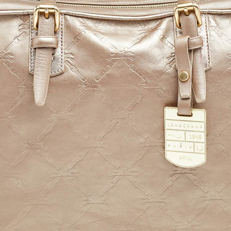 Pre Owned Longchamp Gold Leather Large LM Cuir Shopping Tote