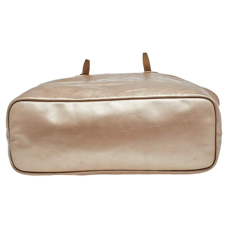 Pre Owned Longchamp Gold Leather Large LM Cuir Shopping Tote