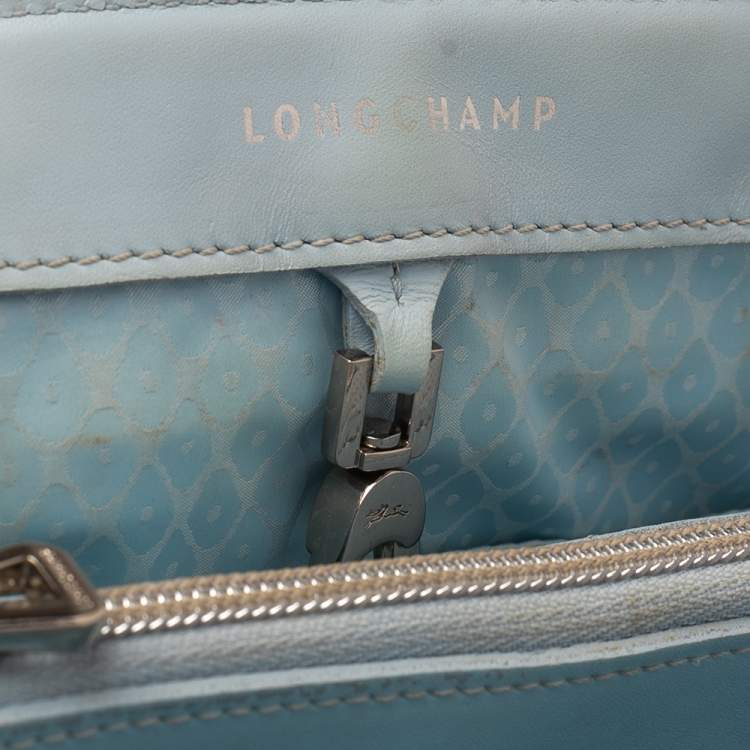 Pre Owned Longchamp Light Blue Leather Convertible Satchel