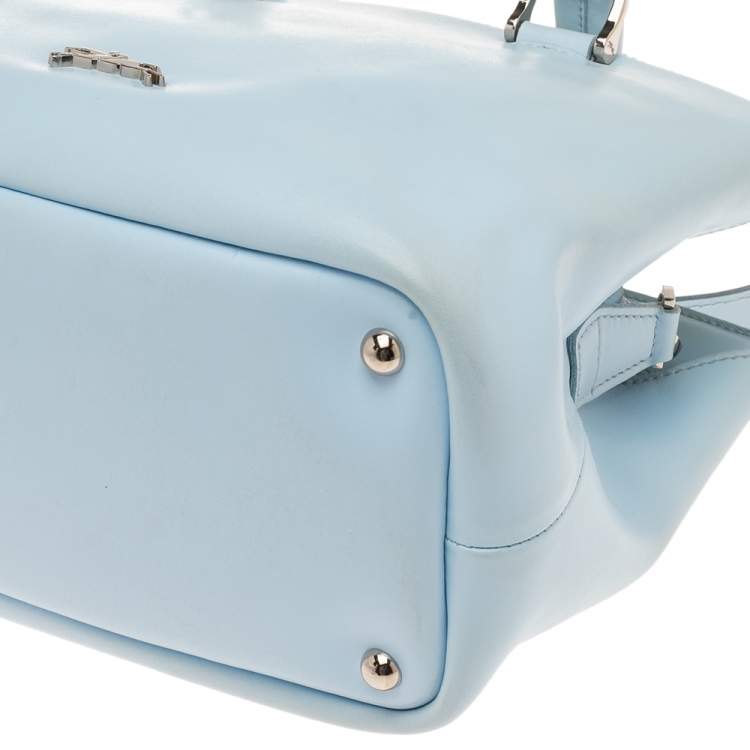 Pre Owned Longchamp Light Blue Leather Convertible Satchel
