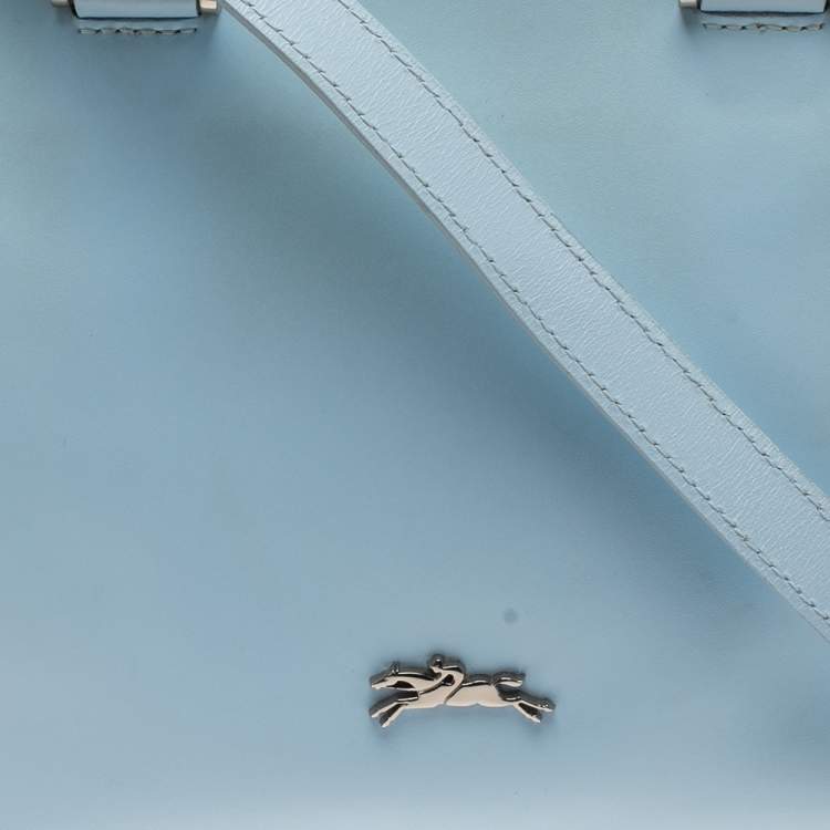 Pre Owned Longchamp Light Blue Leather Convertible Satchel