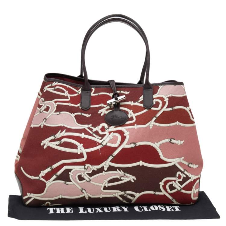 Pre Owned Longchamp Multicolor Canvas And Leather Roseau Shopper Tote