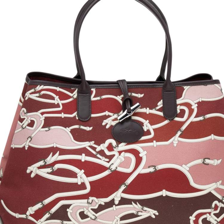 Pre Owned Longchamp Multicolor Canvas And Leather Roseau Shopper Tote