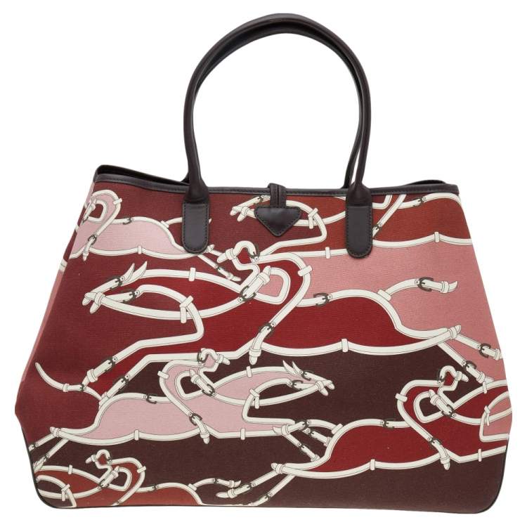 Pre Owned Longchamp Multicolor Canvas And Leather Roseau Shopper Tote