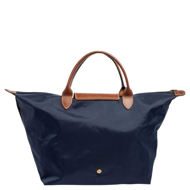 مملوكة مسبقًا Longchamp Navy Blue Nylon Le Pliage Tote