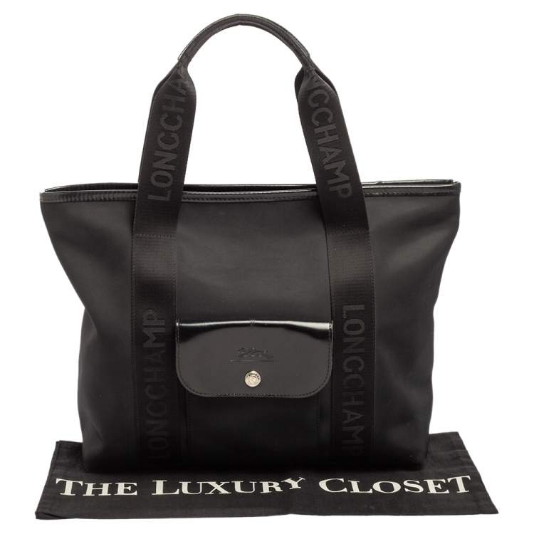 Pre Owned Longchamp Black Nylon Front Pocket Tote