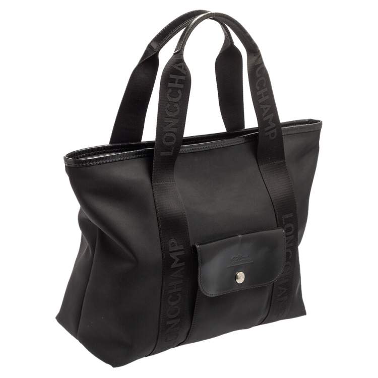 Pre Owned Longchamp Black Nylon Front Pocket Tote