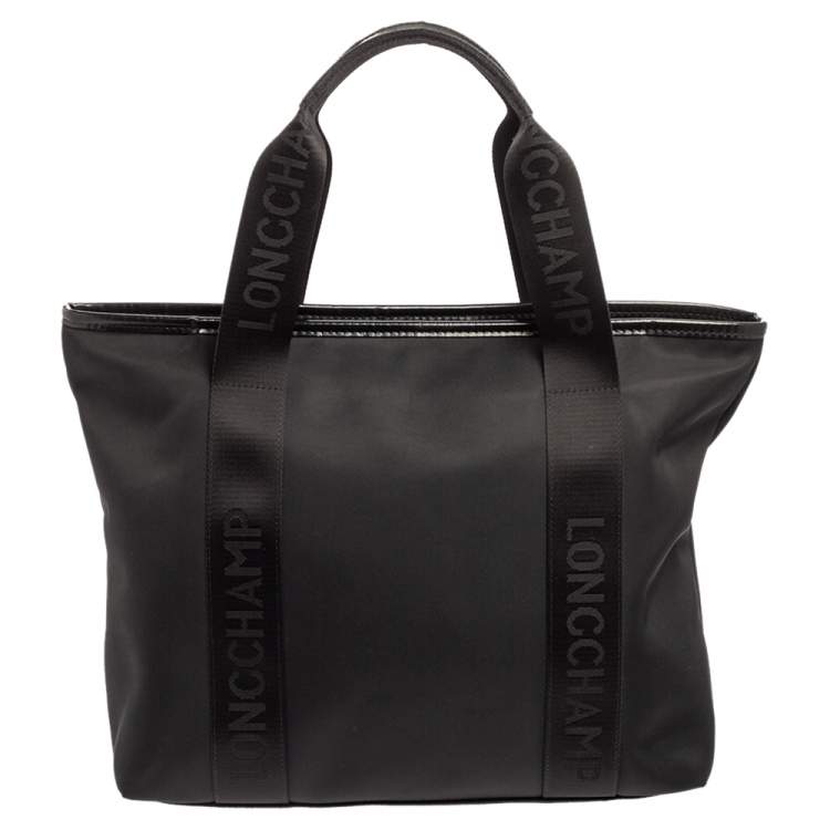 Pre Owned Longchamp Black Nylon Front Pocket Tote