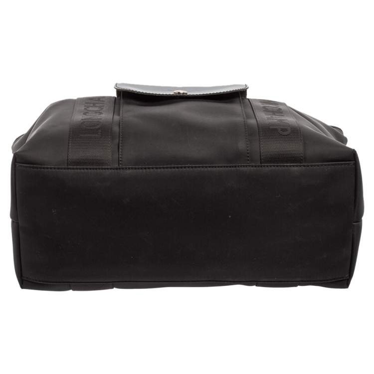 Pre Owned Longchamp Black Nylon Front Pocket Tote