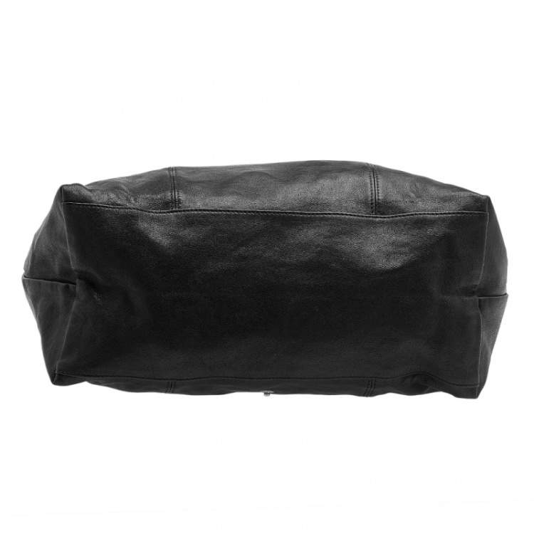 Pre Owned Longchamp Black Leather Le Pliage Tote