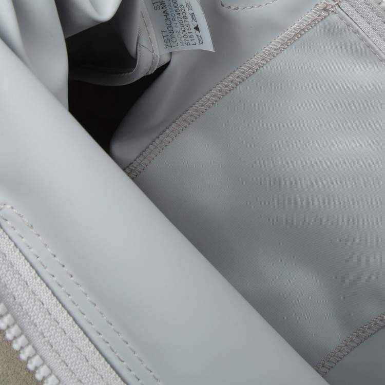 Pre Owned Longchamp Grey Leather And Nylon Medium Le Pliage Tote